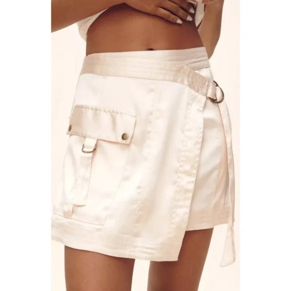 Anthropologie Silky Utility Cargo Satin Mini Skirt in Size 4